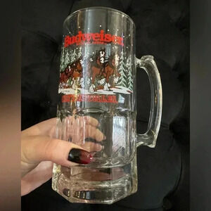 1989 Budweiser Clydesdale Beer Stein Vintage Collectible Glass